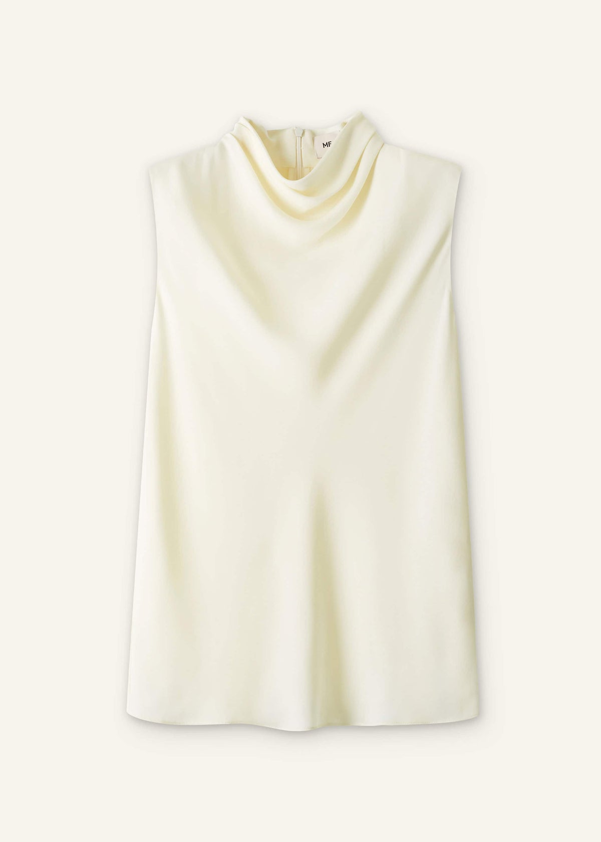 Cream Silk Elevated Cowl Neck Top | ME+EM