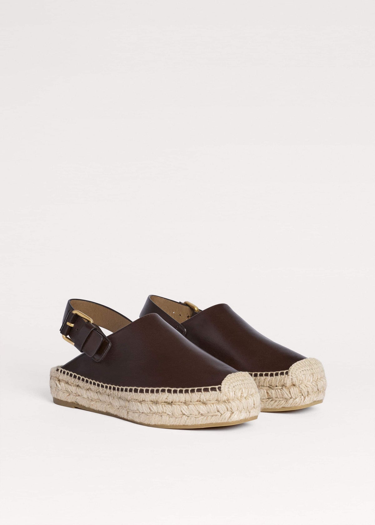 Brown Leather Slingback Espadrille | ME+EM