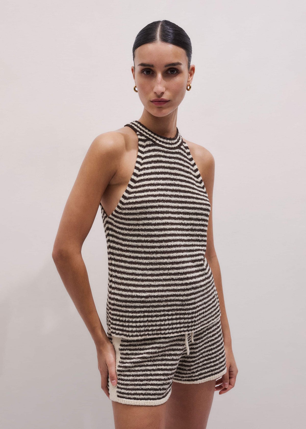 Cocoa Brown Stripe Short Co-ord | ME+EM