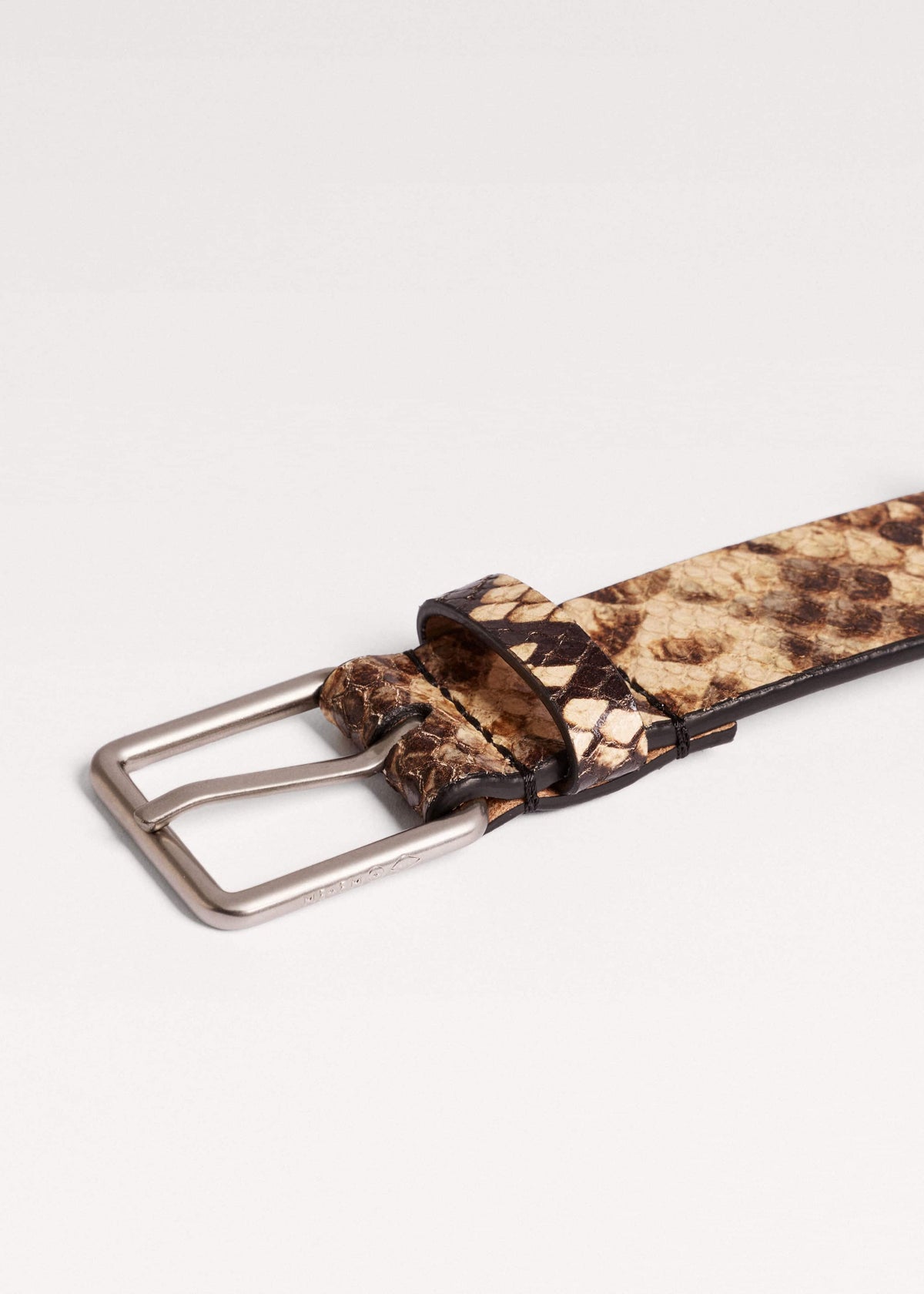 Brown Snake Embossed Metal Stud Belt | ME+EM