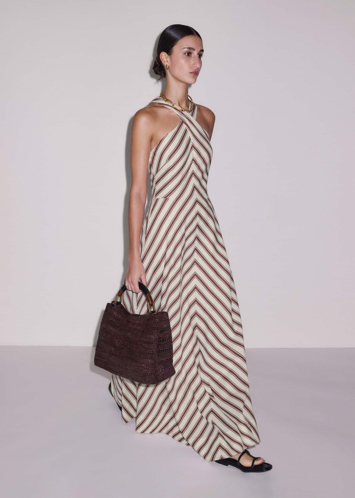 Cream Crease-Less Linen Halterneck Maxi Dress | ME+EM