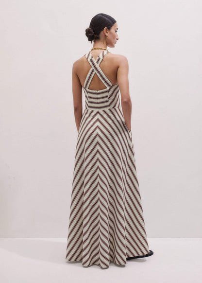 Cream Crease-Less Linen Halterneck Maxi Dress | ME+EM