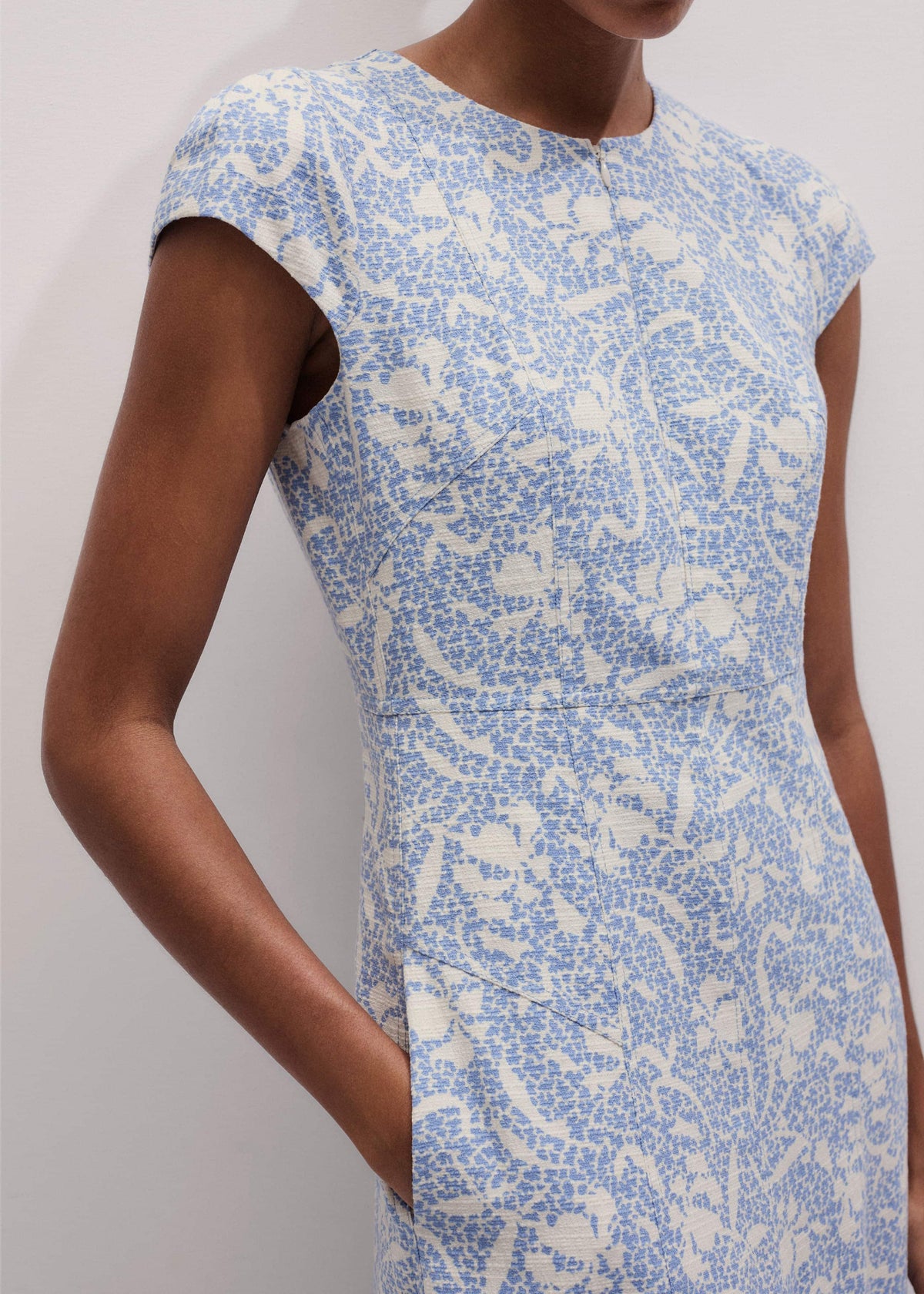 Blue Speckled Bloom Print Fit+Flare Maxi Dress | ME+EM