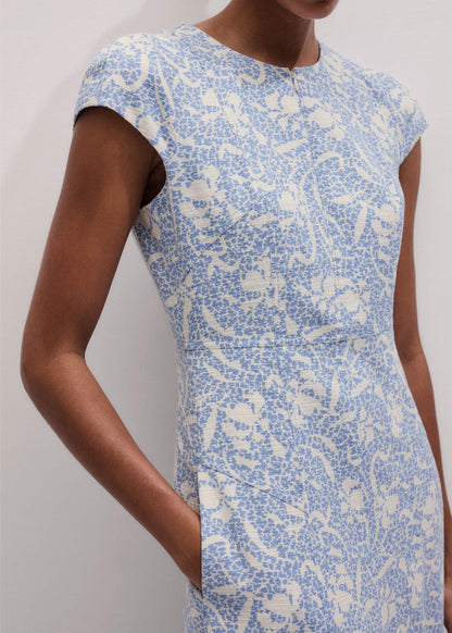 Blue Speckled Bloom Print Fit+Flare Maxi Dress | ME+EM