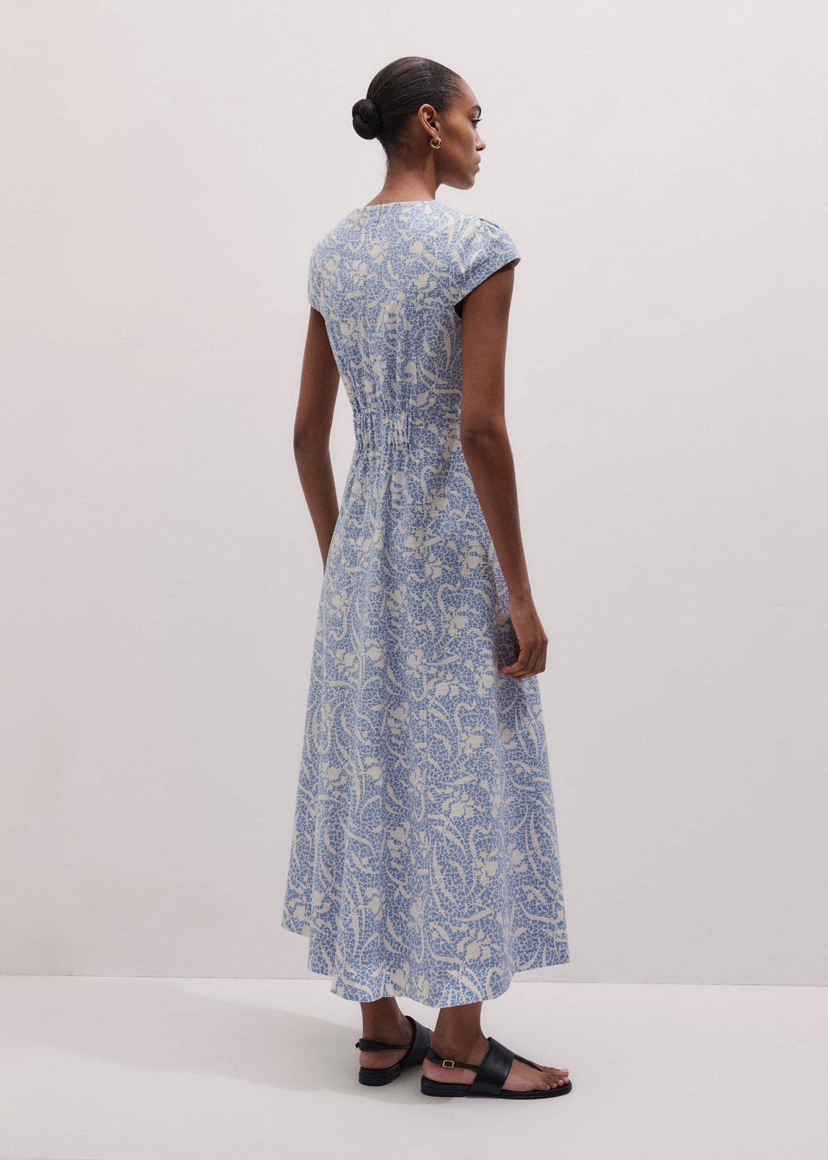 Blue Speckled Bloom Print Fit+Flare Maxi Dress | ME+EM