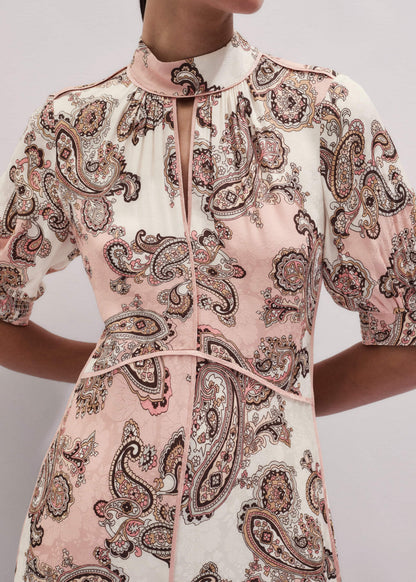Pink Paisley Print Fit + Flare Maxi Dress | ME+EM