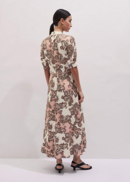 Pink Paisley Print Fit + Flare Maxi Dress | ME+EM