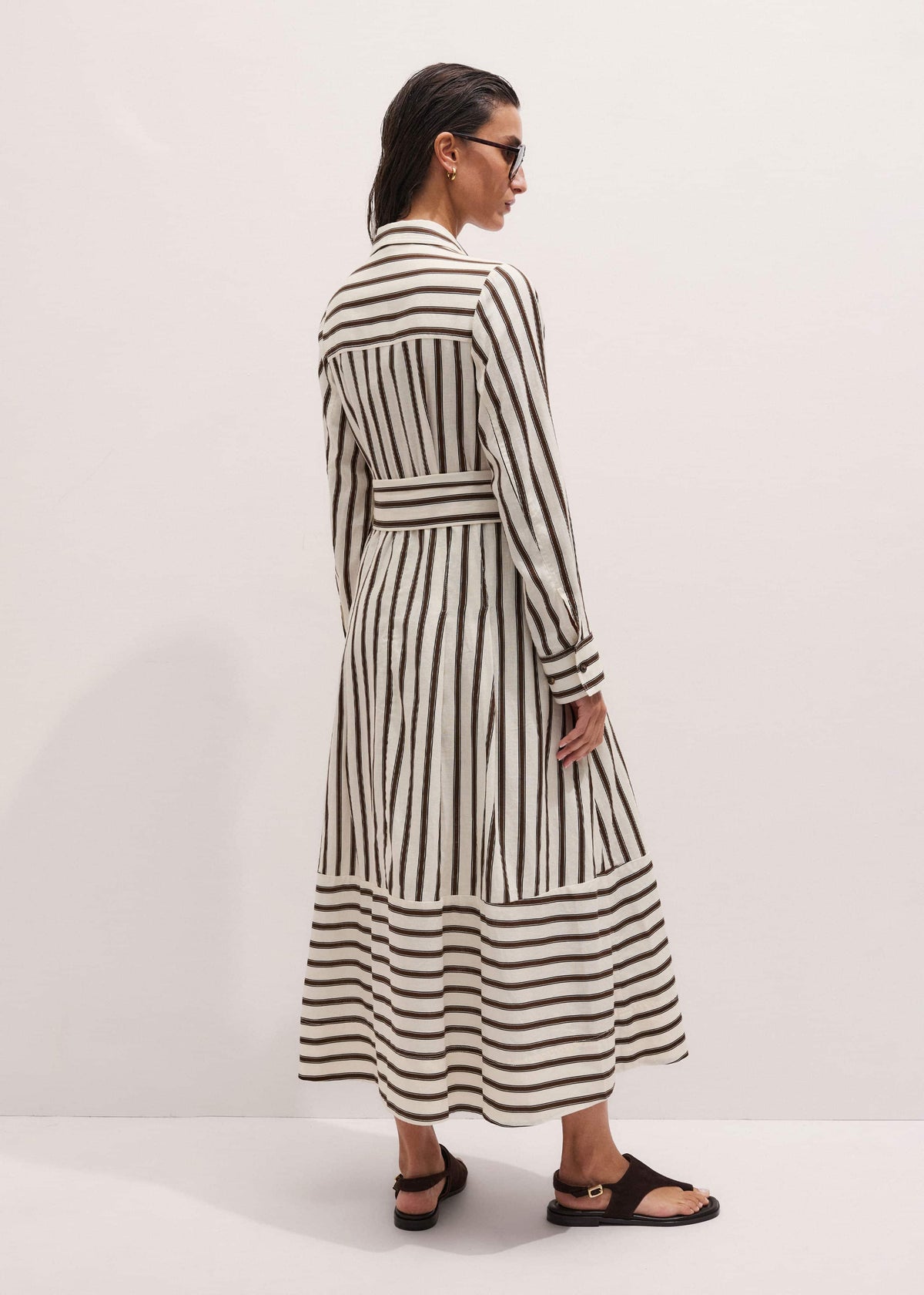 Cream Spring Stripe Maxi Dress + Belt | ME+EM
