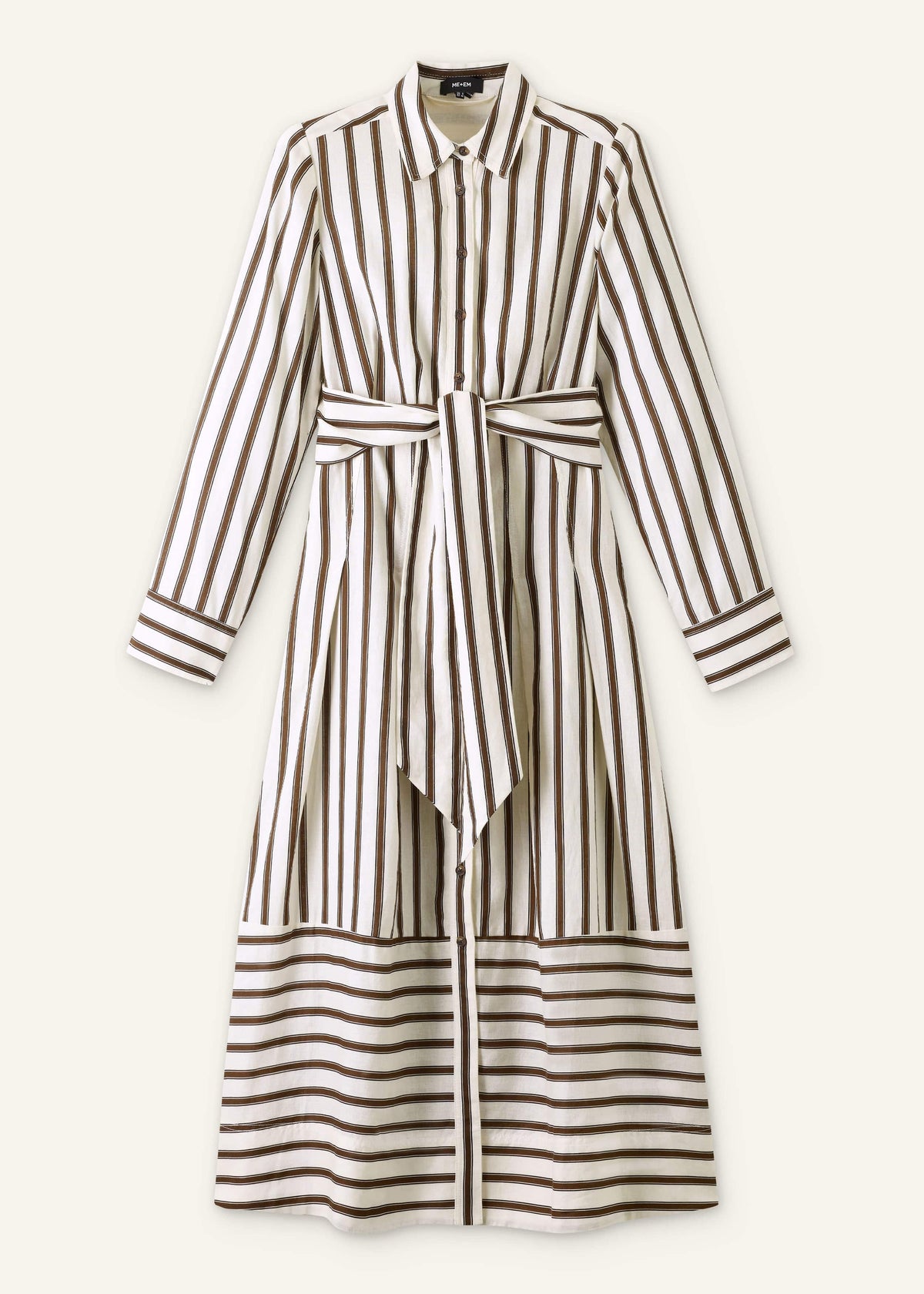 Cream Spring Stripe Maxi Dress + Belt | ME+EM