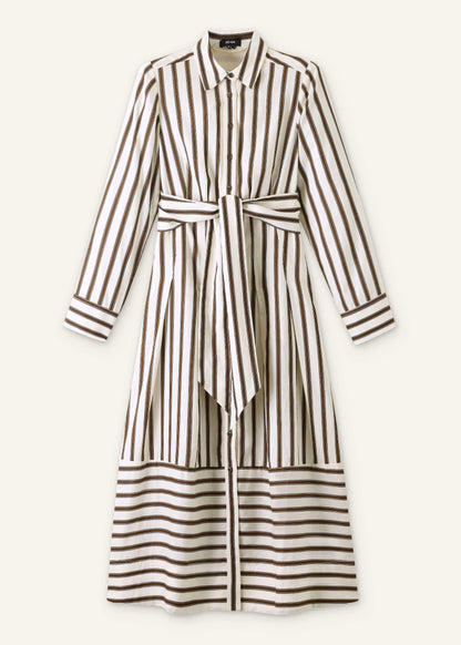 Cream Spring Stripe Maxi Dress + Belt | ME+EM
