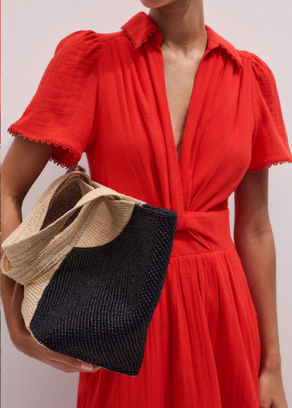 Red Cheesecloth Twist Detail Fit + Flare Maxi Dress | ME+EM