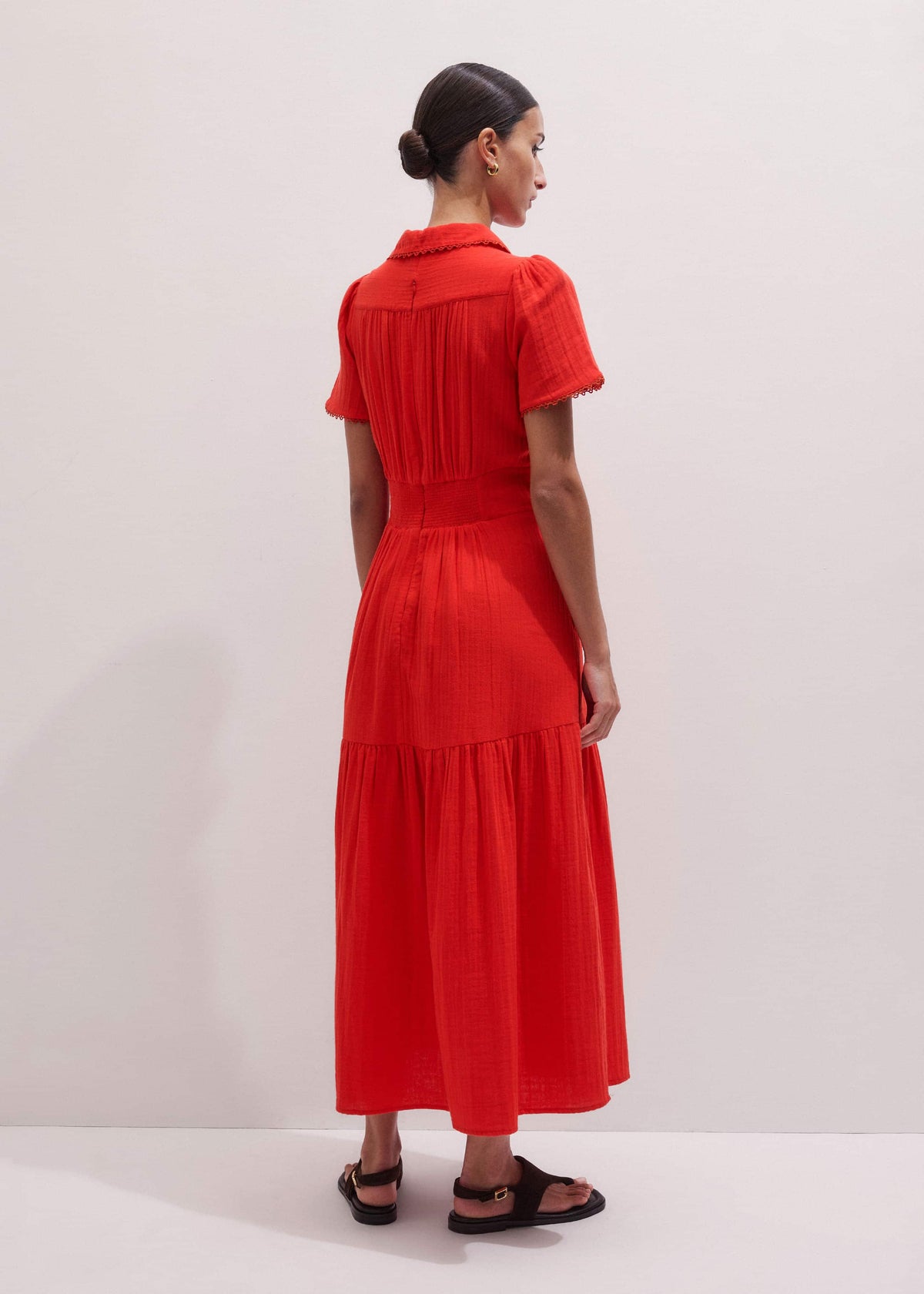 Red Cheesecloth Twist Detail Fit + Flare Maxi Dress | ME+EM