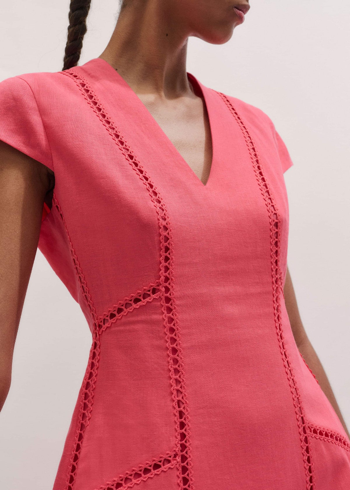 Pink Crease-Less Linen Embroidered Maxi Dress | ME+EM