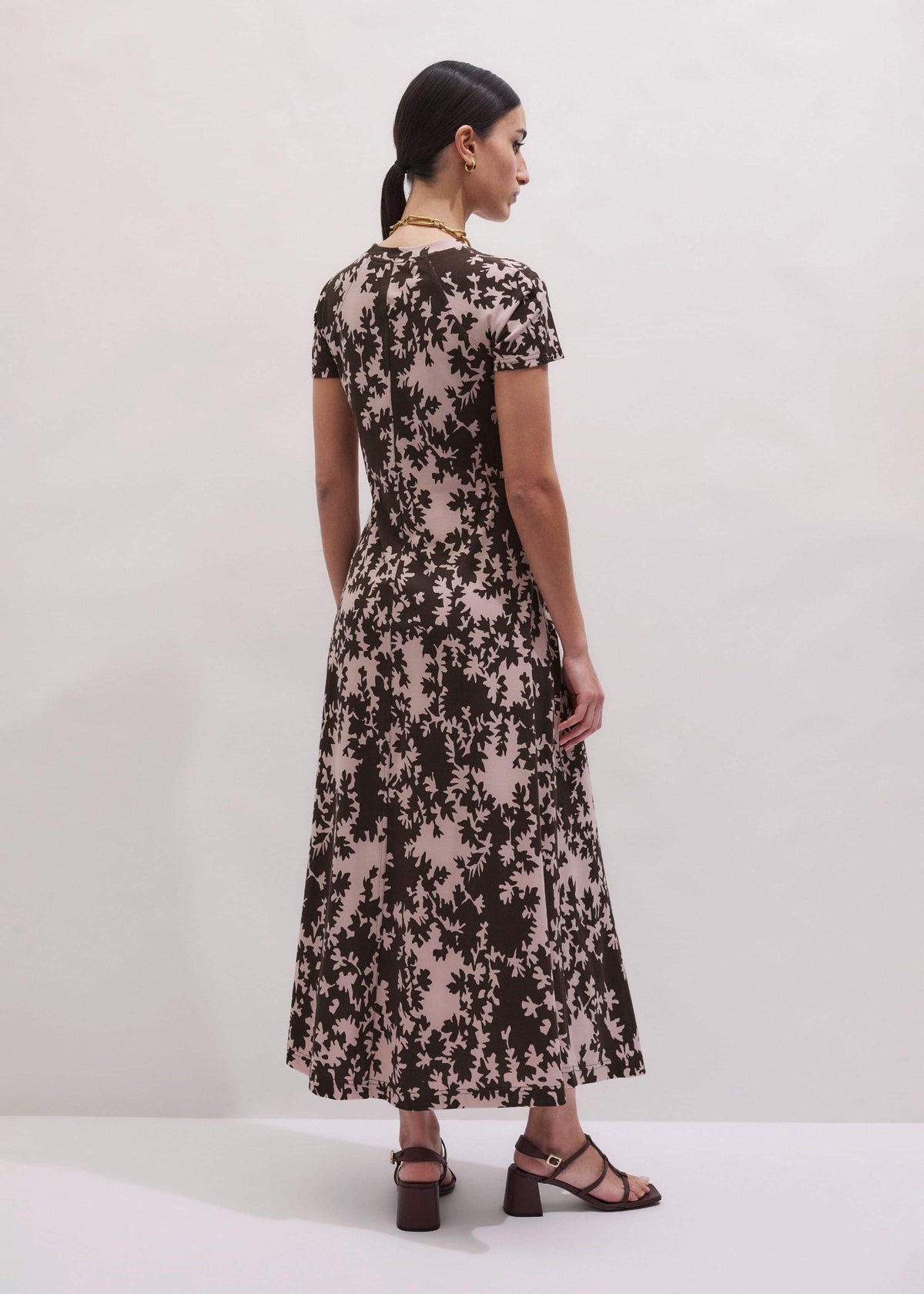 Pink Speckled Bloom Print Contour Maxi Dress | ME+EM