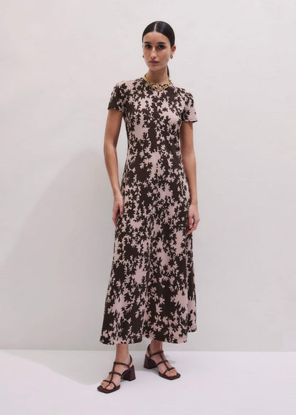 Pink Speckled Bloom Print Contour Maxi Dress | ME+EM
