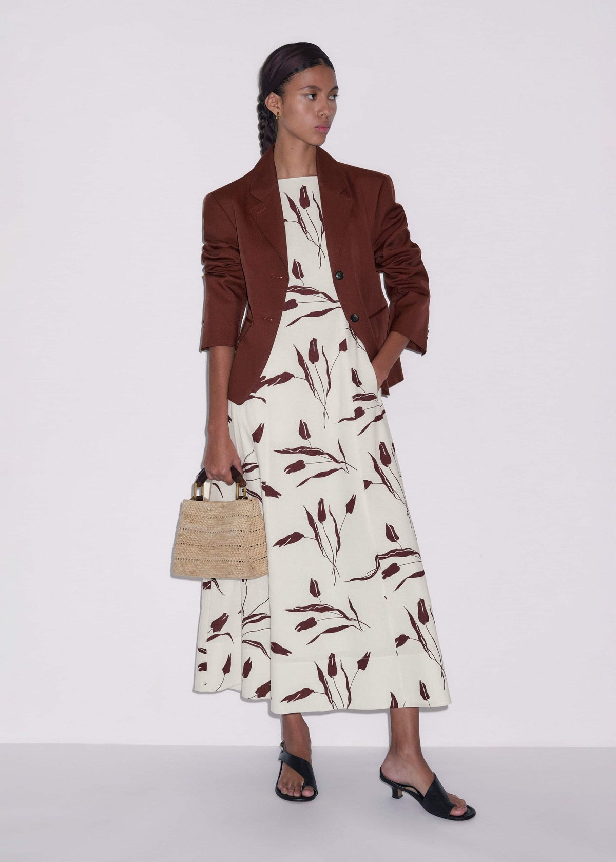 Cream Crease-Less Linen Fit + Flare Maxi Dress | ME+EM