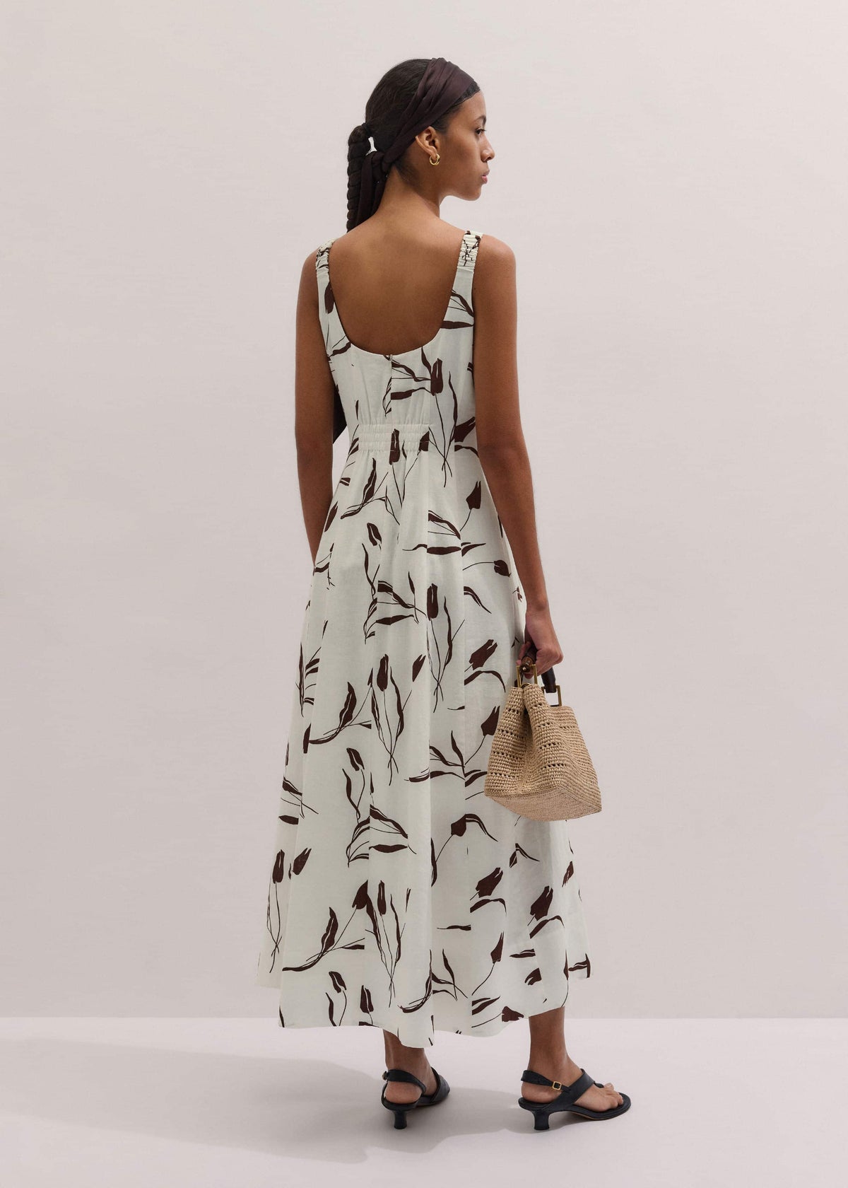 Cream Crease-Less Linen Fit + Flare Maxi Dress | ME+EM