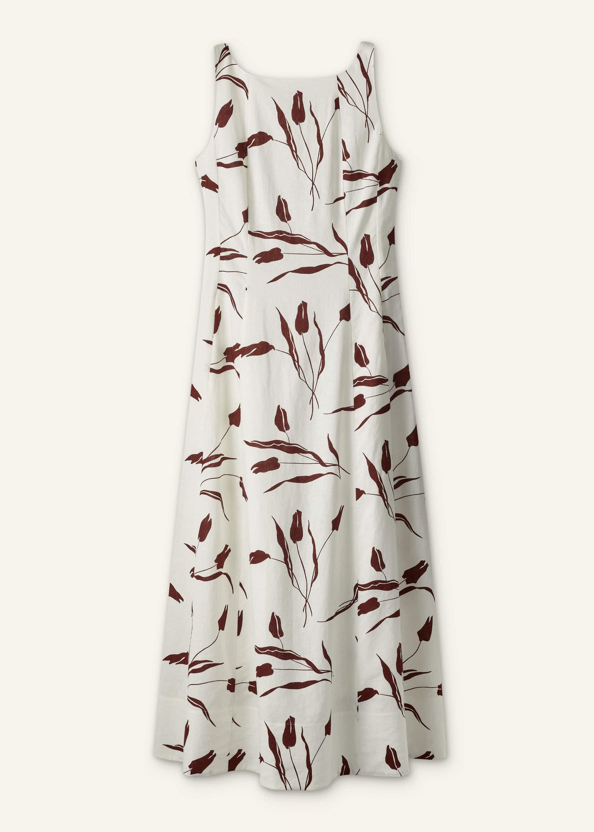 Cream Crease-Less Linen Fit + Flare Maxi Dress | ME+EM