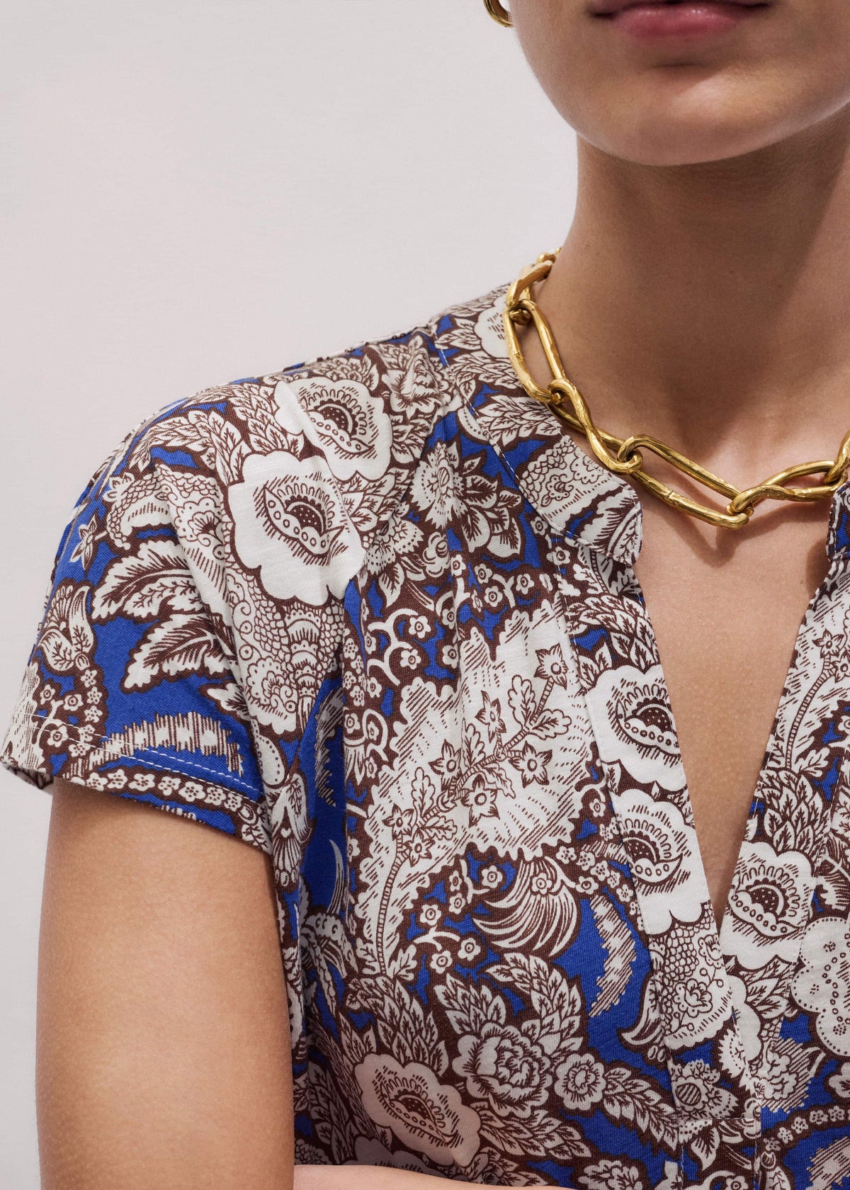 Blue Elaborate Botanical Tiered Maxi Dress | ME+EM