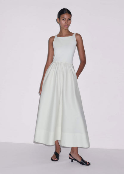 Cream Fit + Flare Maxi Dress | ME+EM