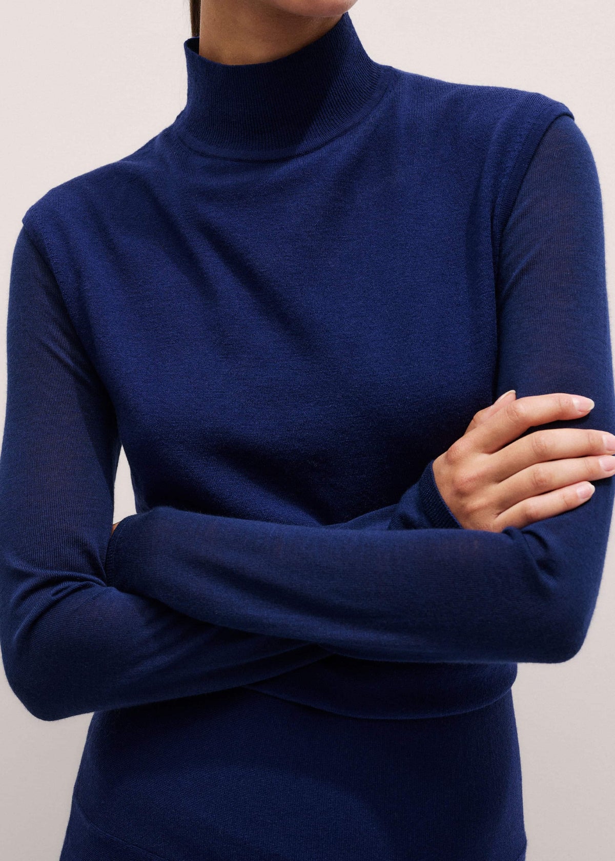 Blue High Neck Knit Maxi Dress + Layering Top | ME+EM