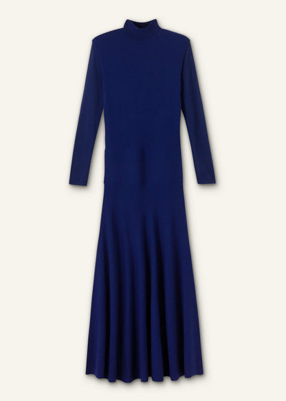 Blue High Neck Knit Maxi Dress + Layering Top | ME+EM