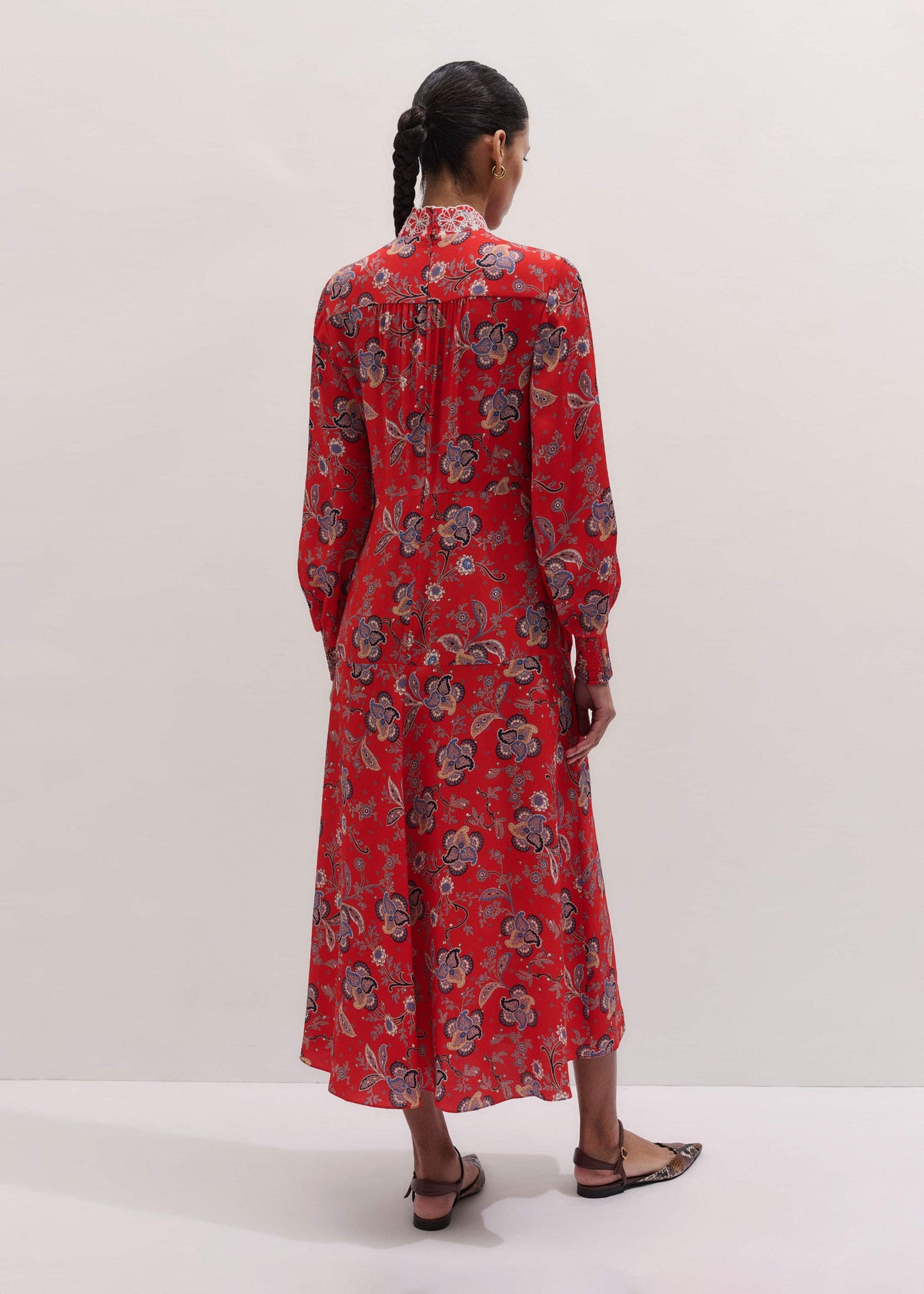 Orange Fit + Flare Ornate Paisley Print Maxi Dress | ME+EM