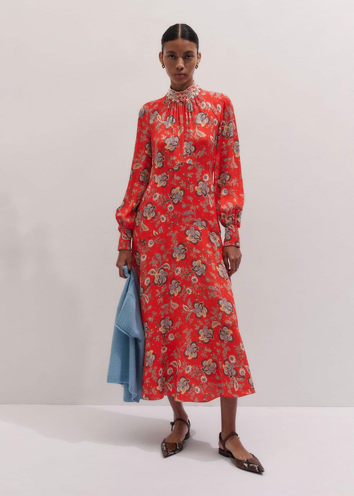 Orange Fit + Flare Ornate Paisley Print Maxi Dress | ME+EM
