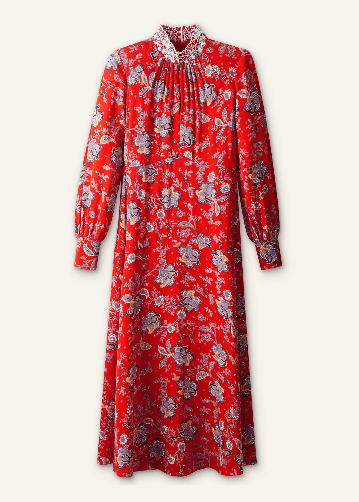 Orange Fit + Flare Ornate Paisley Print Maxi Dress | ME+EM