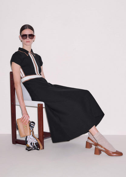 Black Milano Knit Collared Maxi Dress | ME+EM