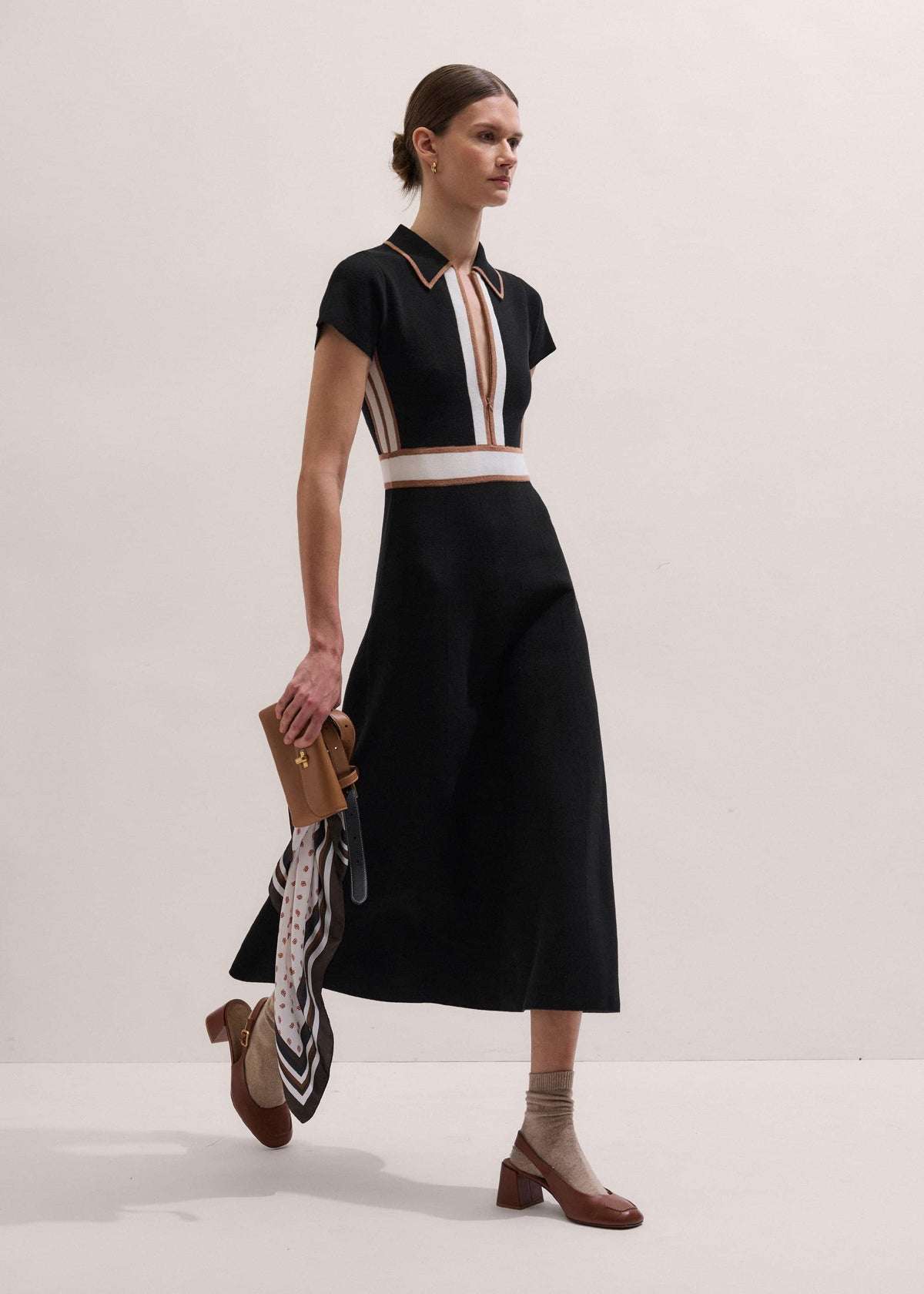 Black Milano Knit Collared Maxi Dress | ME+EM
