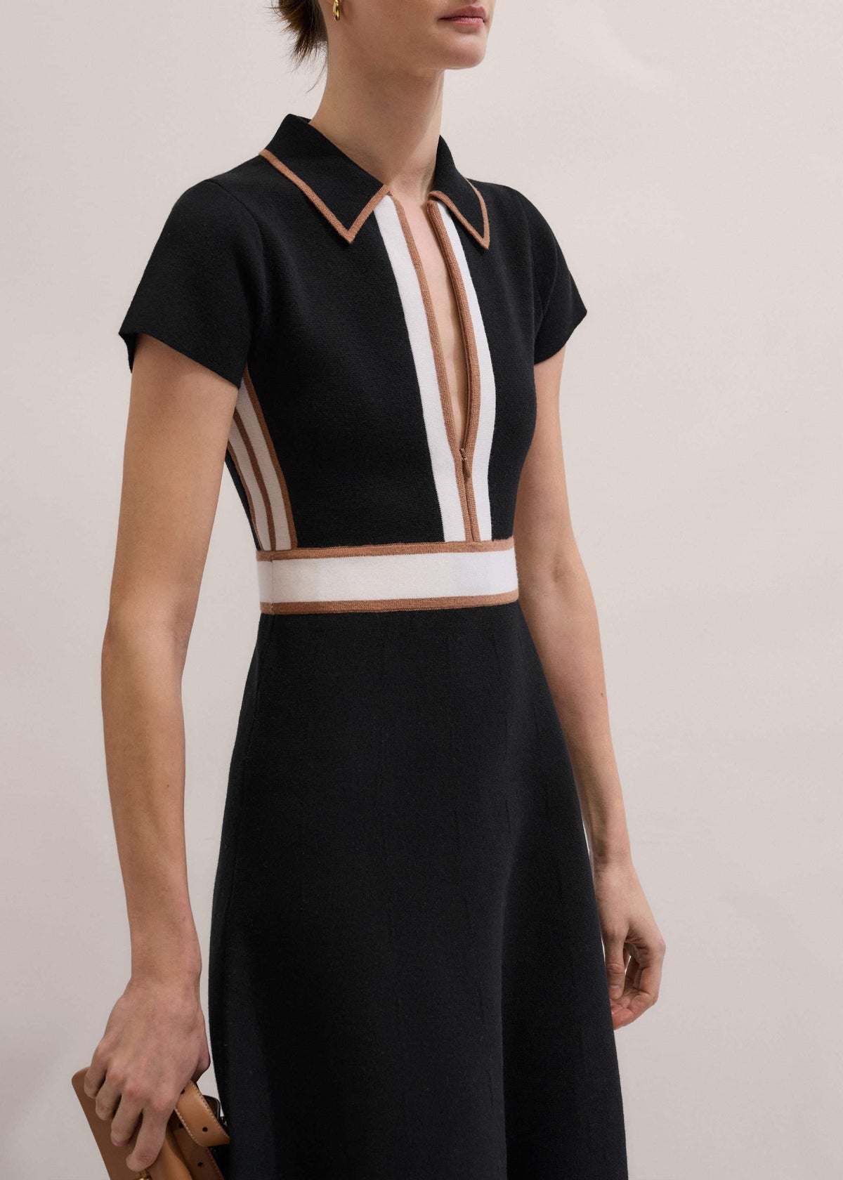 Black Milano Knit Collared Maxi Dress | ME+EM