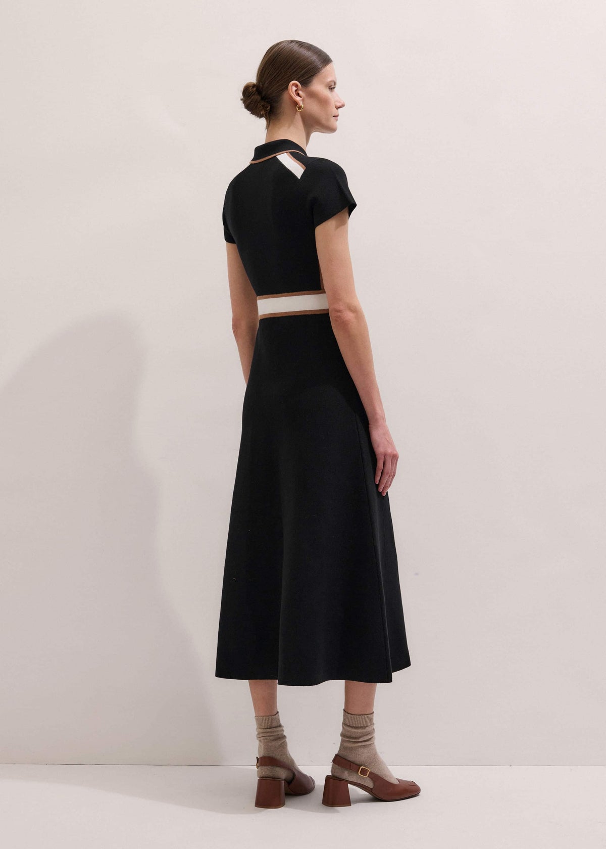 Black Milano Knit Collared Maxi Dress | ME+EM