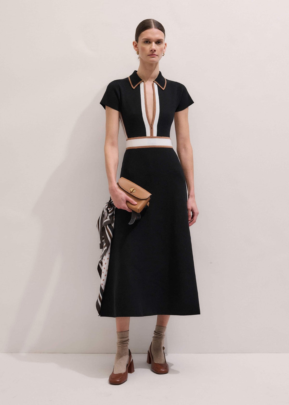 Black Milano Knit Collared Maxi Dress | ME+EM