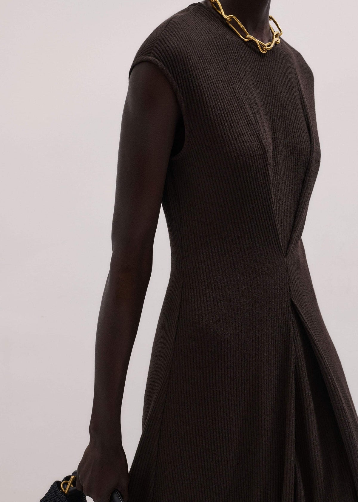 Brown Draped Waist Clever Pleat Maxi Dress | ME+EM