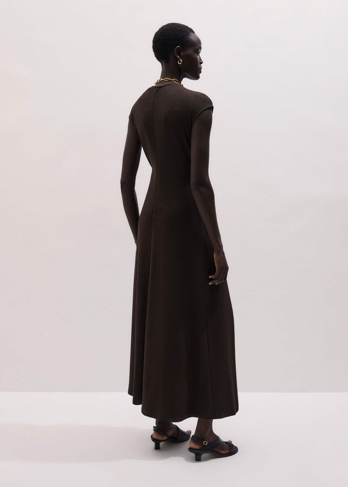 Brown Draped Waist Clever Pleat Maxi Dress | ME+EM