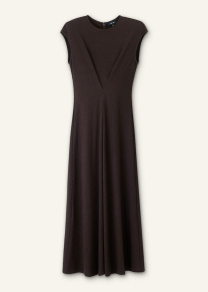 Brown Draped Waist Clever Pleat Maxi Dress | ME+EM