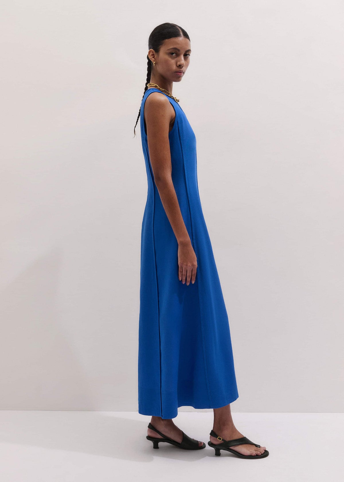 Blue Crease-Less Linen Effortless Maxi Dress | ME+EM