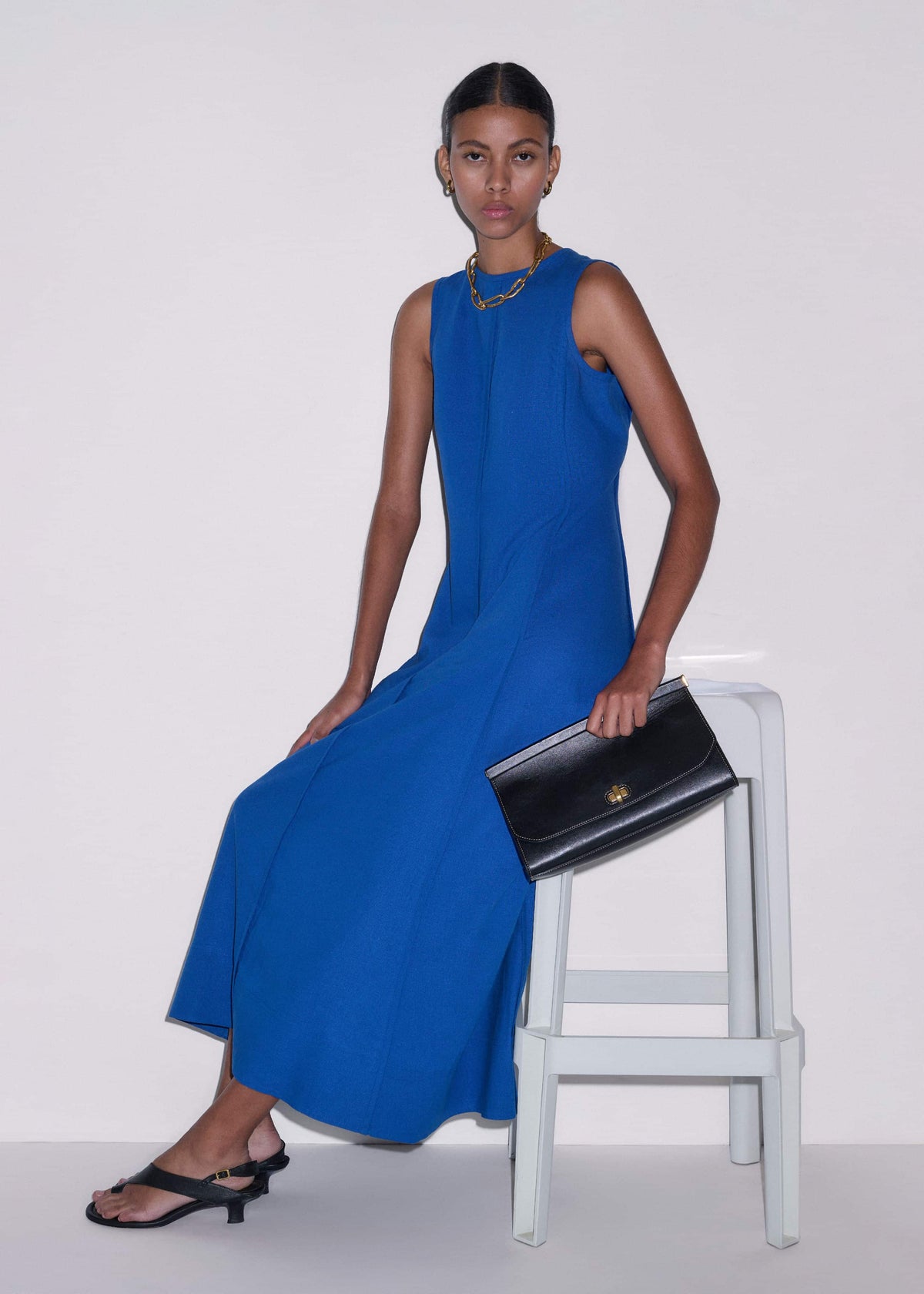 Blue Crease-Less Linen Effortless Maxi Dress | ME+EM