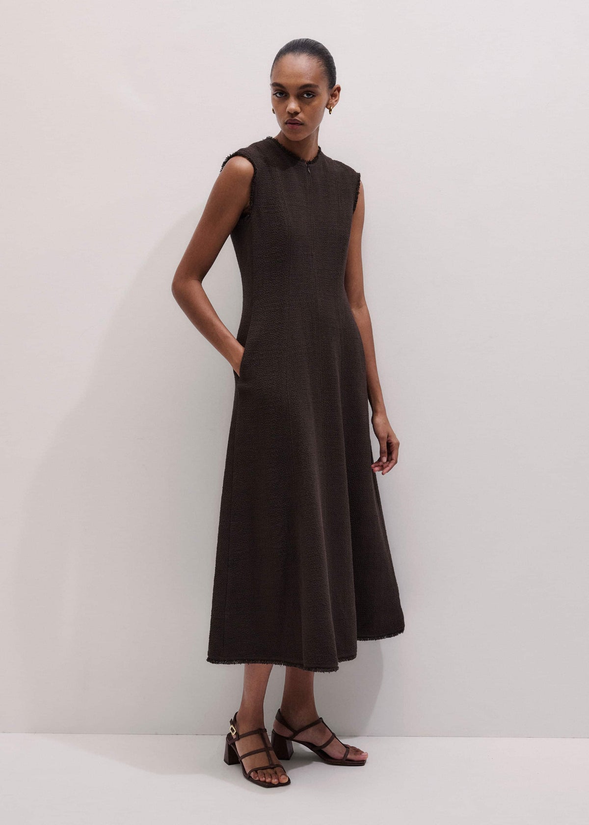 Brown Desk-To-Dinner Fit And Flare Maxi Dress | ME+EM