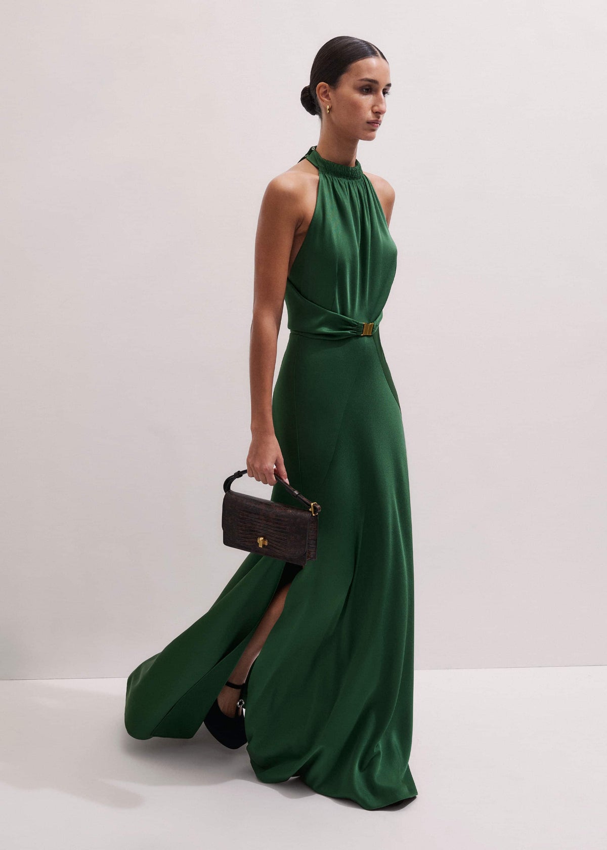 Green Beautifully Draped Full-Length Dress | ME+EM