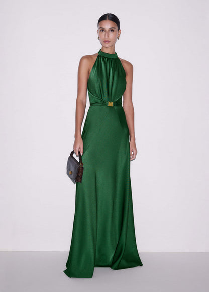 Green Beautifully Draped Full-Length Dress | ME+EM
