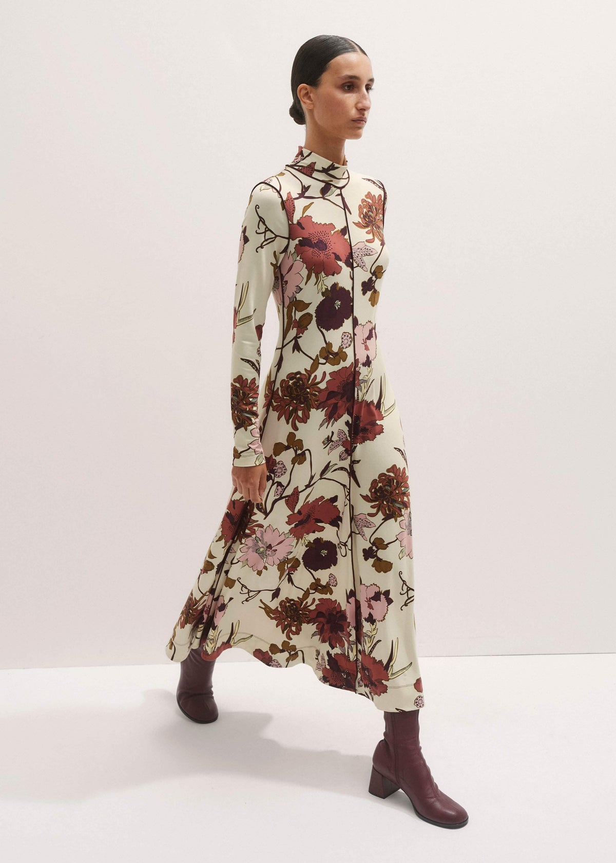 Cream High Neck Jersey Maxi Dress | ME+EM