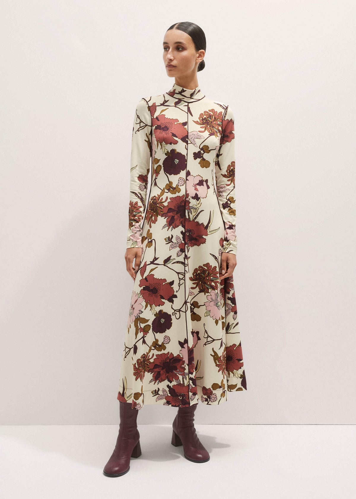 Cream High Neck Jersey Maxi Dress | ME+EM