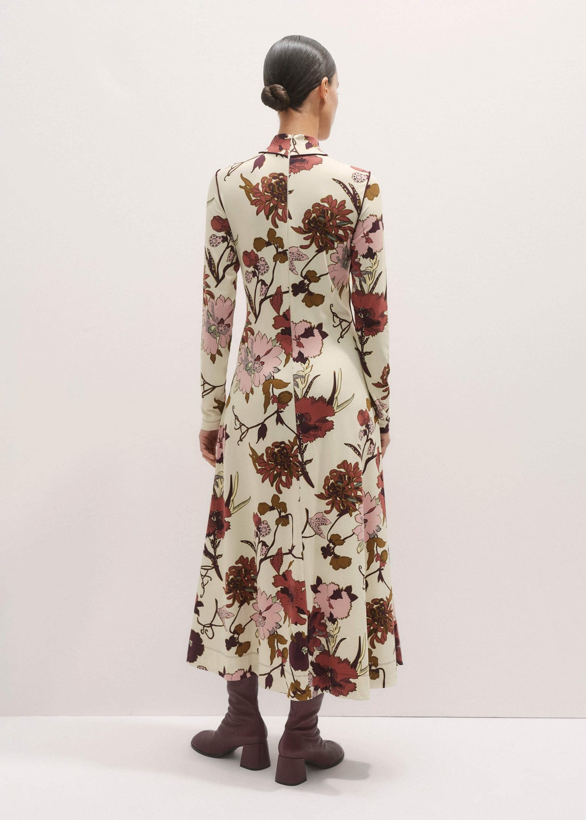 Cream High Neck Jersey Maxi Dress | ME+EM