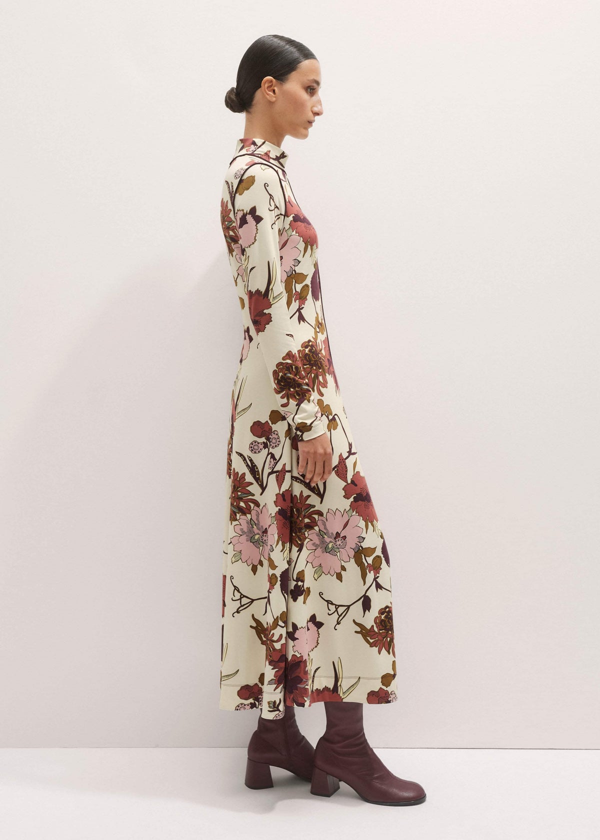 Cream High Neck Jersey Maxi Dress | ME+EM