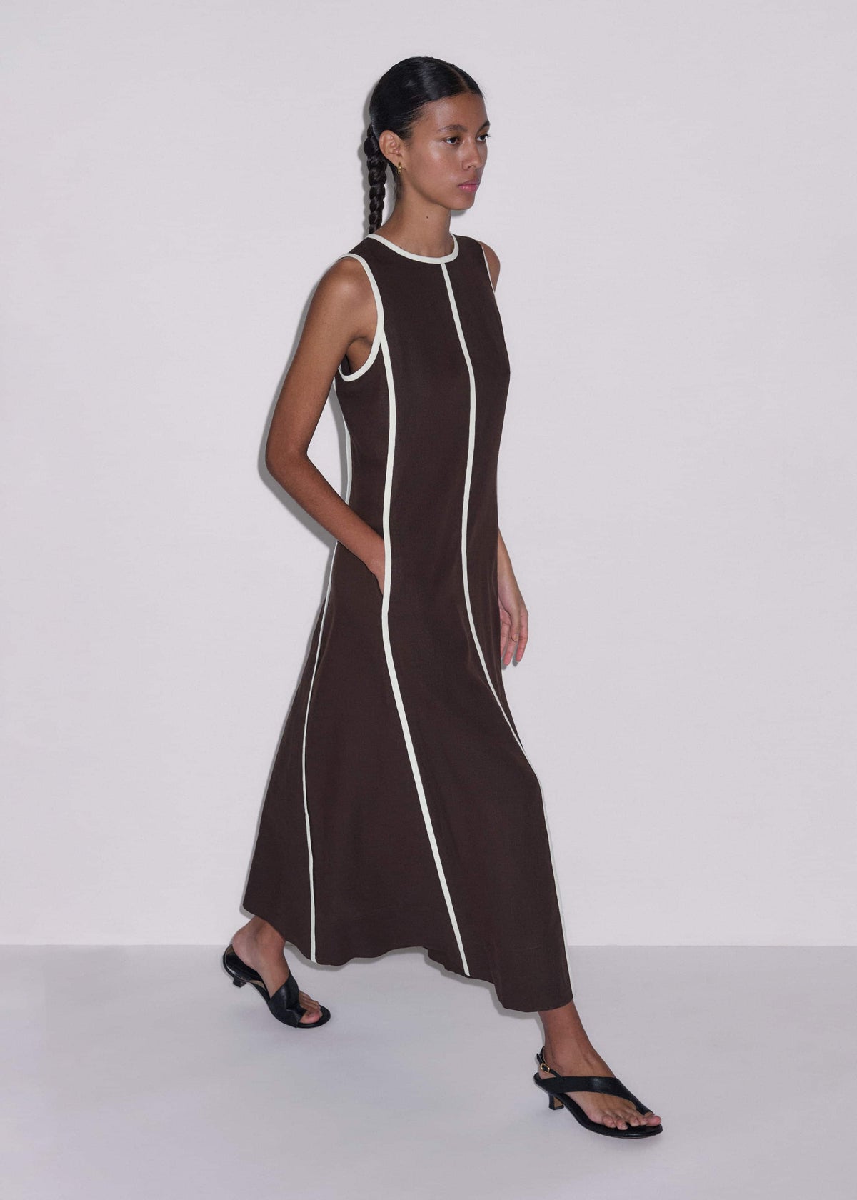 Brown Crease-Less Linen Effortless Maxi Dress | ME+EM
