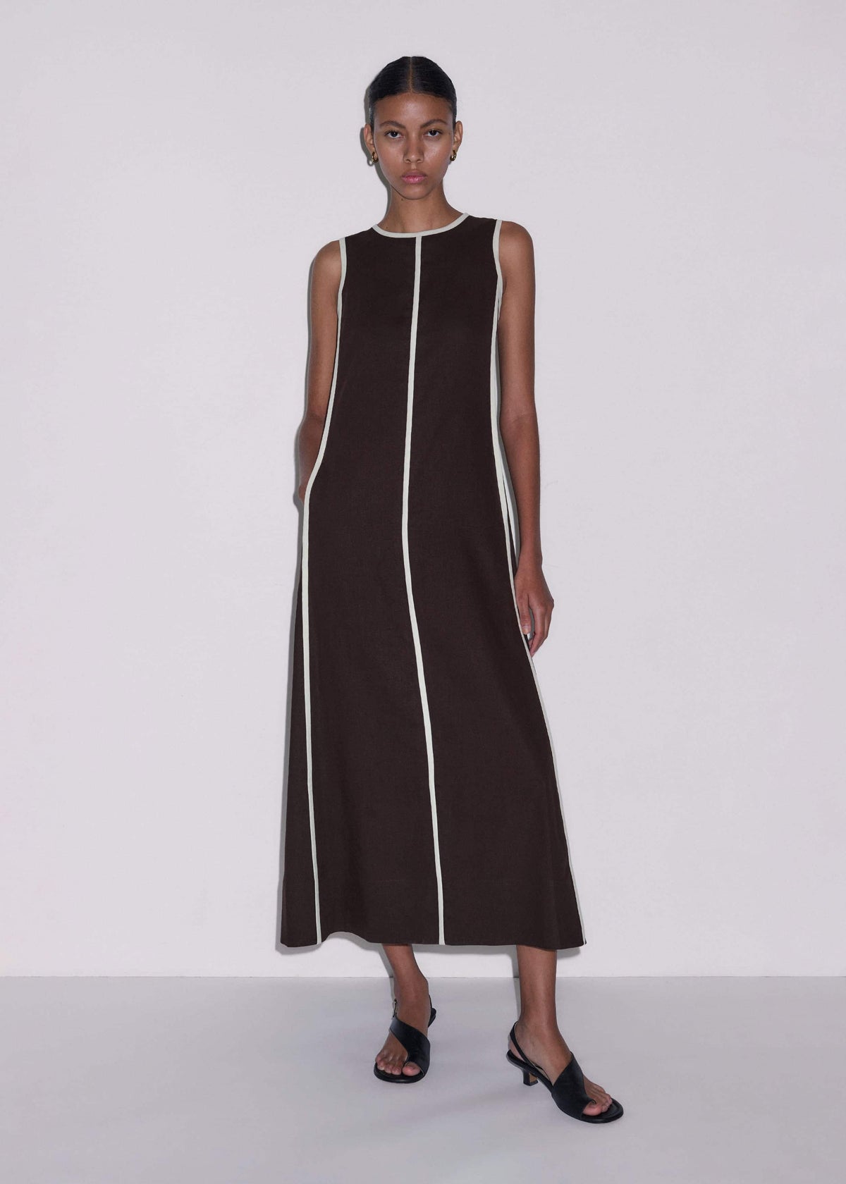Brown Crease-Less Linen Effortless Maxi Dress | ME+EM
