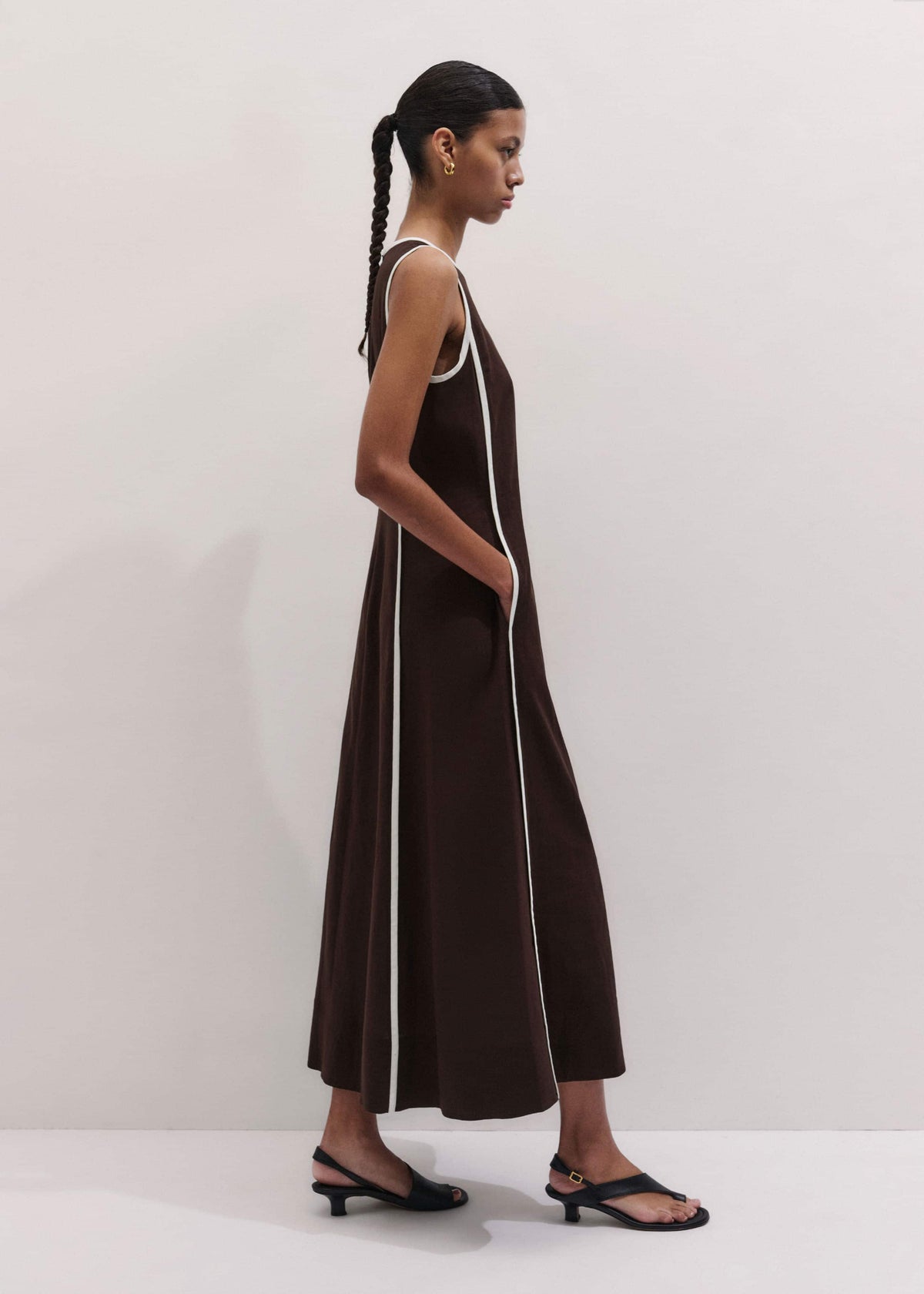 Brown Crease-Less Linen Effortless Maxi Dress | ME+EM