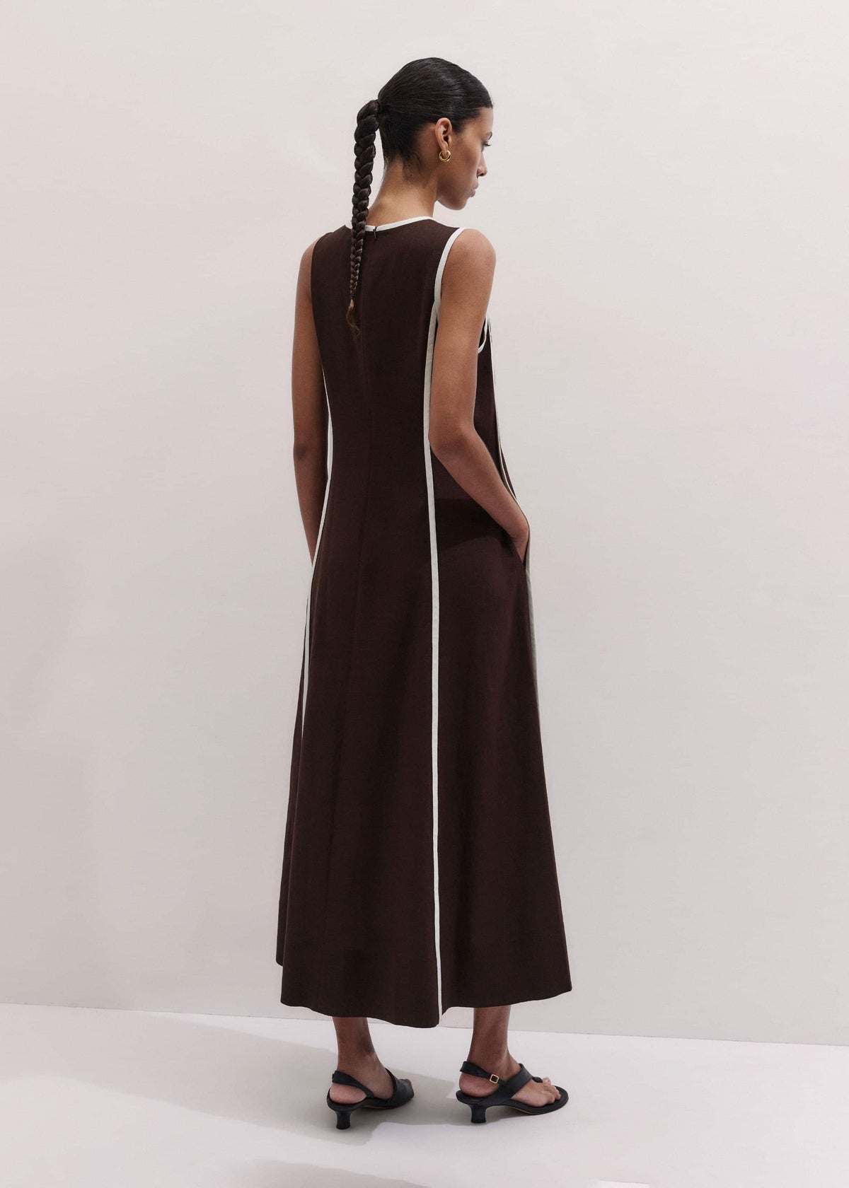 Brown Crease-Less Linen Effortless Maxi Dress | ME+EM